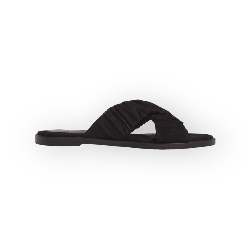 new Eileen Fisher  Cross Slide Easy to Wear Flat Leather Sandal  Black  9M - Picture 14 of 16